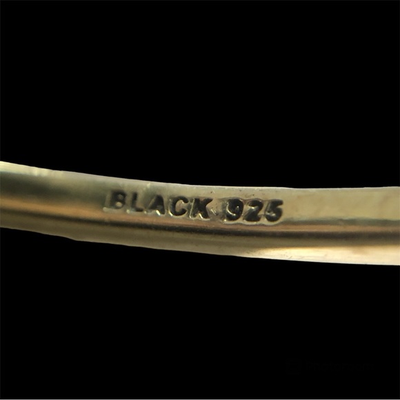 Maria Black Gold over Sterling Double Finger Ring & Cuff Bracelet Set - Picture 7 of 10